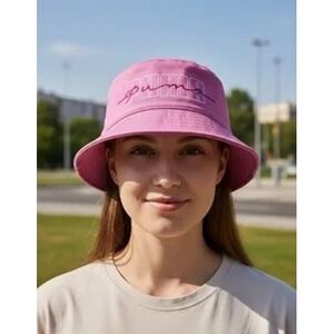 Puma Pink Embroidered Logo Bucket Hat‎ - Size One Size